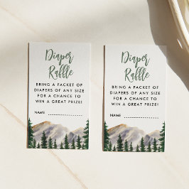 Cartão De Informações Sorteio de Fraldas Aquarela Montanhas