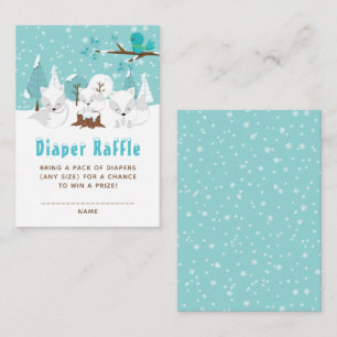 Cartão De Informações Sorteio de Fraldas Arctic Fox Winter Wonderland