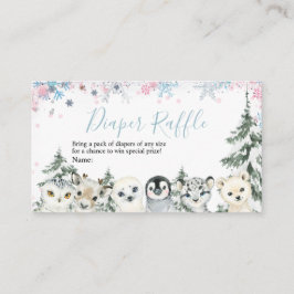 Cartão De Informações Sorteio de Fraldas Artics Animais Flocos de Neve d