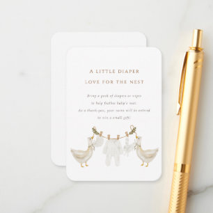 Cartão De Informações Sorteio de Fraldas Bebê Ganso no Ninho Chá de Bebê