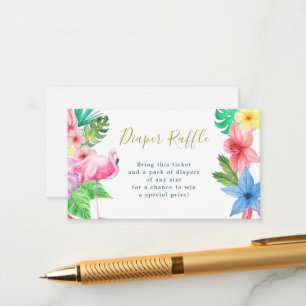 Cartão De Informações Sorteio de fraldas chá de bebê tropical luau