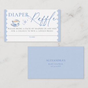 Cartão De Informações Sorteio de Fraldas Chá Script Menino Baby Shower