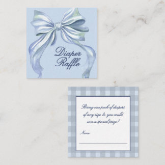 Cartão De Informações Sorteio de Fraldas Chic Azul Aquarela para Chás de
