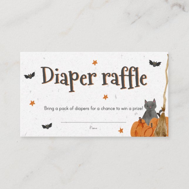 Cartão De Informações Sorteio de Fraldas com tema fofo de Halloween (Frente)