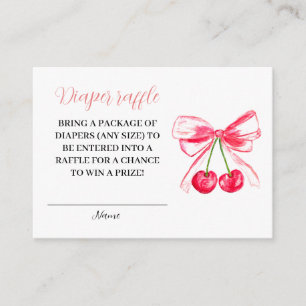 Cartão De Informações Sorteio de Fraldas Coquette com Laço Rosa Chácara