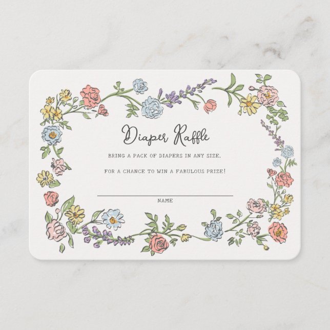 Cartão De Informações Sorteio de Fraldas da Festa de Jardim de Primavera (Frente)