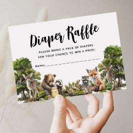 Cartão De Informações Sorteio de Fraldas de Animais da Floresta