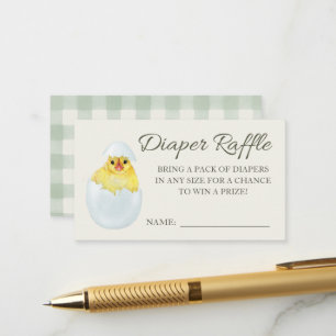 Cartão De Informações Sorteio de Fraldas de Bebê Frango com Aquarela Est