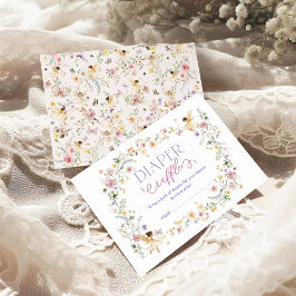 Cartão De Informações Sorteio de Fraldas de Bebê Jardim de Flores Silves