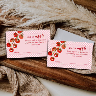 Cartão De Informações Sorteio de Fraldas de Carneirinho Rosa - Chás de B