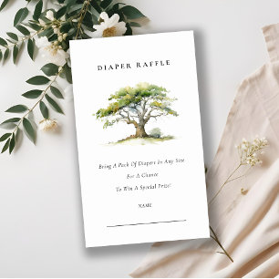 Cartão De Informações Sorteio de Fraldas de Chic Green Oak Tree Baby Sho