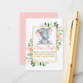Cartão De Informações Sorteio de Fraldas de Elefante Rosas Cor-de-Rosa C