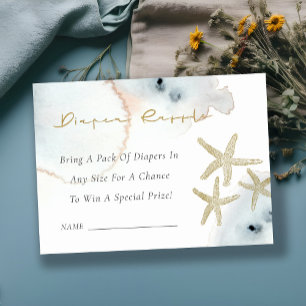 Cartão De Informações Sorteio de Fraldas de Estrela-do-Mar Azul Dourado 