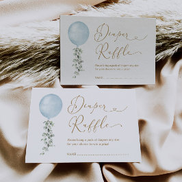 Cartão De Informações Sorteio de Fraldas de Eucalipto com Balão Azul Min