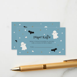 Cartão De Informações Sorteio de Fraldas de Halloween Azul Pastel