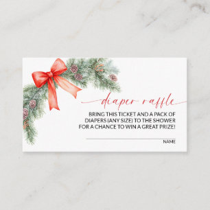 Cartão De Informações Sorteio de Fraldas de Natal com Laço Vermelho
