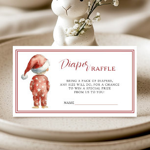 Cartão De Informações Sorteio de Fraldas de Natal Santa Baby em Aquarela