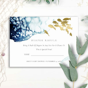 CARTÃO DE INFORMAÇÕES SORTEIO DE FRALDAS DE PEIXE SUBAQUÁTICO DE OURO CH