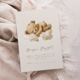 Cartão De Informações Sorteio de Fraldas de Urso Teddy em Aquarela Fofa