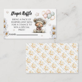 Cartão De Informações Sorteio de Fraldas Design de Urso Teddy Caprichoso