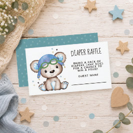Cartão De Informações Sorteio de Fraldas do Piloto Urso Teddy Aquarela