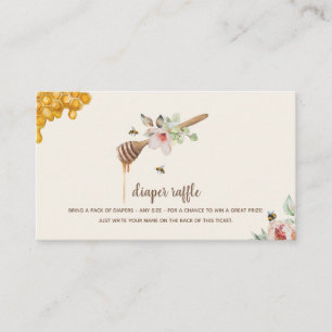 Cartão De Informações Sorteio de Fraldas Doce Como Abelha Mel Varinha Be