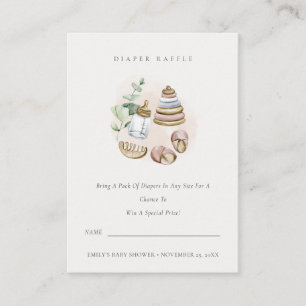 Cartão De Informações Sorteio de fraldas essenciais para berçário rosa C