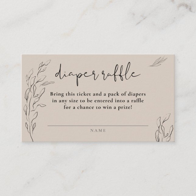 Cartão De Informações sorteio de fraldas florais minimalistas neutras ma (Frente)