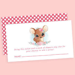Cartão De Informações Sorteio de Fraldas Floral Deer Cute Woodland