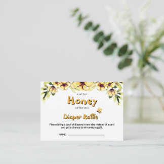 Cartão De Informações Sorteio de Fraldas Floral Little Honey Bee Favo de