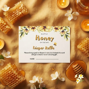 Cartão De Informações Sorteio de Fraldas Floral Little Honey Bee Favo de