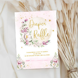 Cartão De Informações Sorteio de Fraldas Floral Moon Pink
