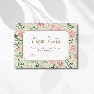 Cartão De Informações Sorteio de Fraldas Grandmillenial Blush Sage Anemo