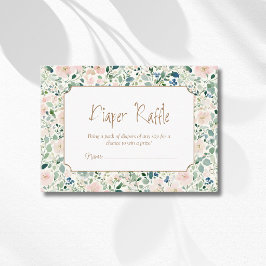 Cartão De Informações Sorteio de Fraldas Grandmillenial Navy Blush Flora