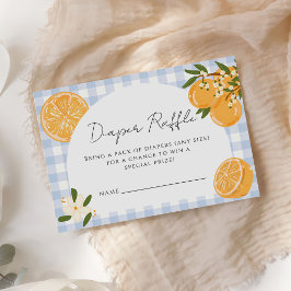Cartão De Informações Sorteio de Fraldas Laranja Gingham Citrus