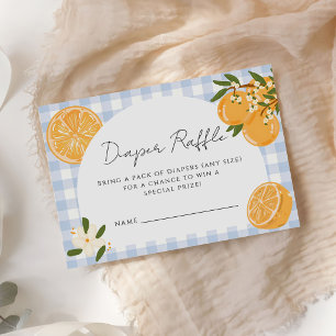 Cartão De Informações Sorteio de Fraldas Laranja Gingham Citrus