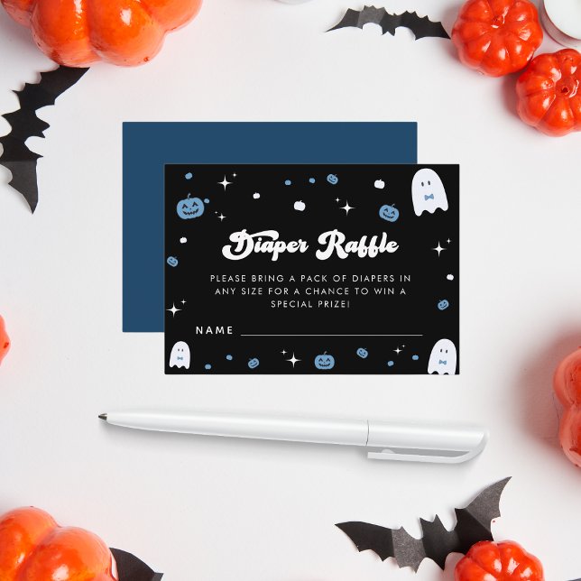 Cartão De Informações Sorteio de Fraldas Little Boo Boy Halloween (Criador carregado)