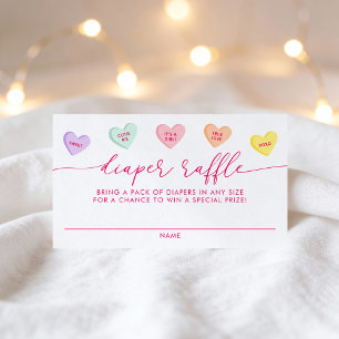 Cartão De Informações Sorteio de Fraldas Little Sweetheart Candy Hearts