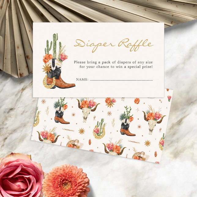 Cartão De Informações Sorteio de Fraldas Ocidental (Rustic Western Diaper Raffle Enclosure Card by Painted Paperie
)