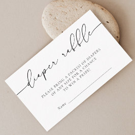 Cartão De Informações Sorteio de Fraldas para Chá de Bebê com Caligrafia