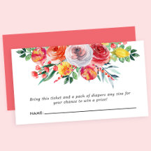 Sorteio de Fraldas para Chá de Bebê Floral de Flor