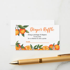 Cartão De Informações Sorteio de Fraldas para Chás de Bebê Laranja Littl