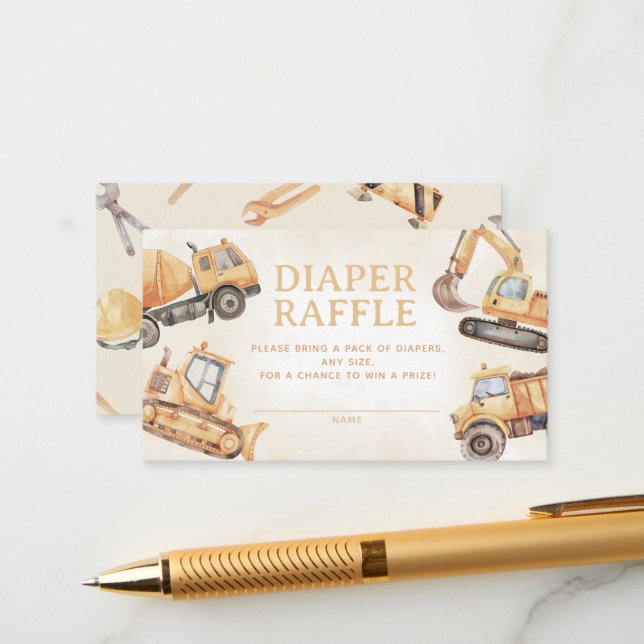 Cartão De Informações Sorteio de Fraldas para Construção (Frente/Verso In Situ)