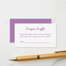 Cartão De Informações Sorteio de Fraldas Roxo Suave Minimalista