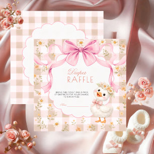 Cartão De Informações Sorteio de Fraldas Silly Goose Rosa Xadrez Daisy