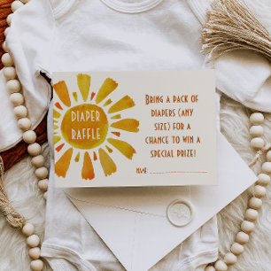 Cartão De Informações Sorteio de Fraldas Sol Boêmio Babyshower Aquarela