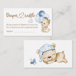 Cartão De Informações Sorteio de Fraldas Teddy Bear Baby Bear Baby Showe