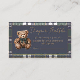 Cartão De Informações Sorteio de Fraldas tema Urso Chique Elegante Fancy