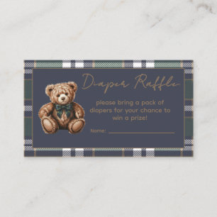 Cartão De Informações Sorteio de Fraldas tema Urso Chique Elegante Fancy