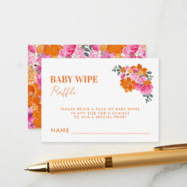 Cartão De Informações Sorteio de Lenços Umedidos para Bebê Rosa Laranja